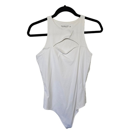 Abercrombie White Seamless Scuba Cutout Bodysuit size Large - Picture 1 of 3